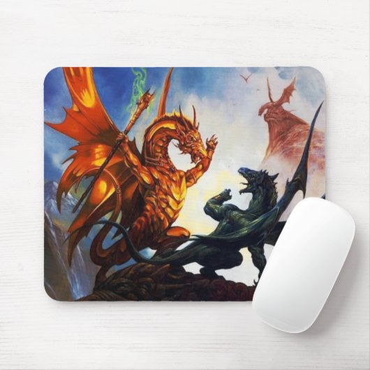 Drachen auf einer Mausunterlage Mousepad (Mit Mouse)