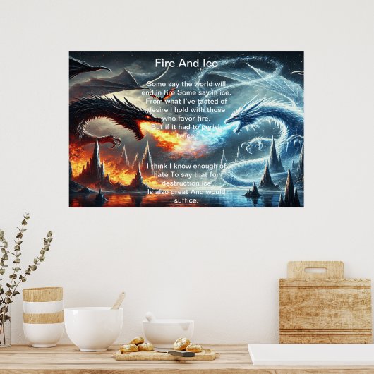 Drachen aus Feuer und Eis Poster (Küche)