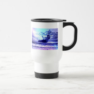 Drachen, der Plastikreise-Tasse surft Reisebecher
