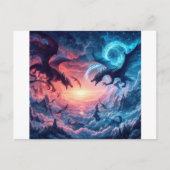 Drachen, die im Kampf um einen Mystiker verlobt si Postkarte (Vorderseite)