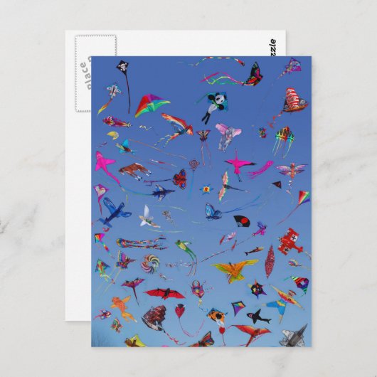 Drachen-Drachen-Drachen im Himmel Postkarte (Vorne/Hinten)