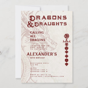 Drachen & Drinks Episches keltisches RPG-Gamer-Geb Einladung