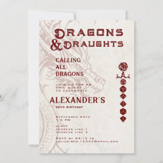 Drachen & Drinks Episches keltisches RPG-Gamer-Geb Einladung