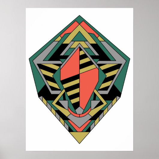 Drachen-Ei Flach Farbige Geometrische Abstraktion Poster (Vorne)