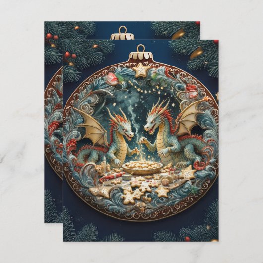Drachen-Feiertage-Backzauber Feiertagskarte (Vorne/Hinten)