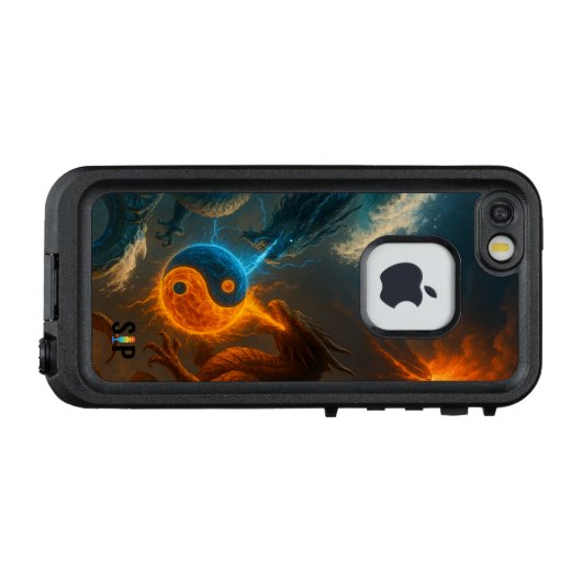 Drachen - Feuer und Wasser im ewigen Duel LifeProof iPhone Hülle (Rückseite (Horizontal))