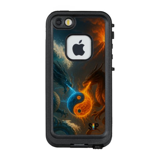 Drachen - Feuer und Wasser im ewigen Duel LifeProof iPhone Hülle (Rückseite)