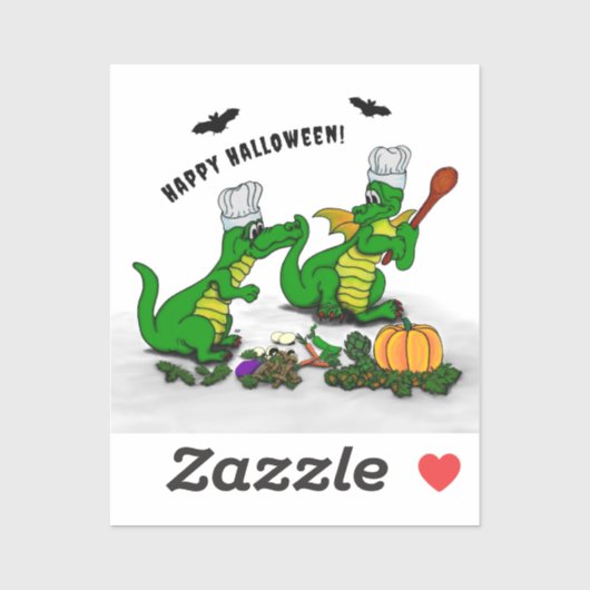 Drachen - Frohe Halloween! Heute werde ich kochen Aufkleber (Blatt)
