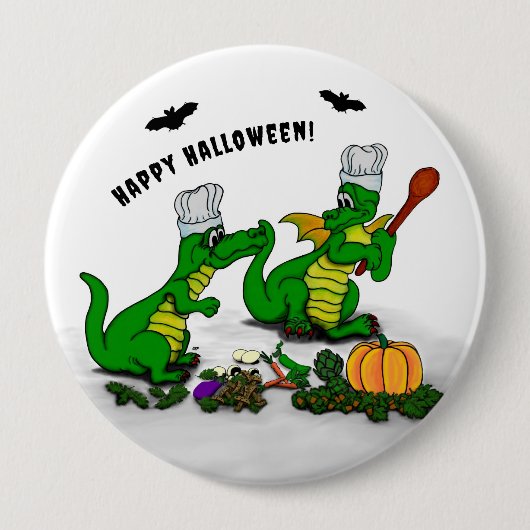 Drachen - Frohe Halloween! Heute werde ich kochen Button (Vorderseite)