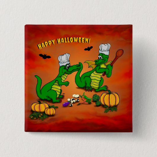 Drachen - Frohe Halloween! Heute werde ich kochen Button (Vorderseite)