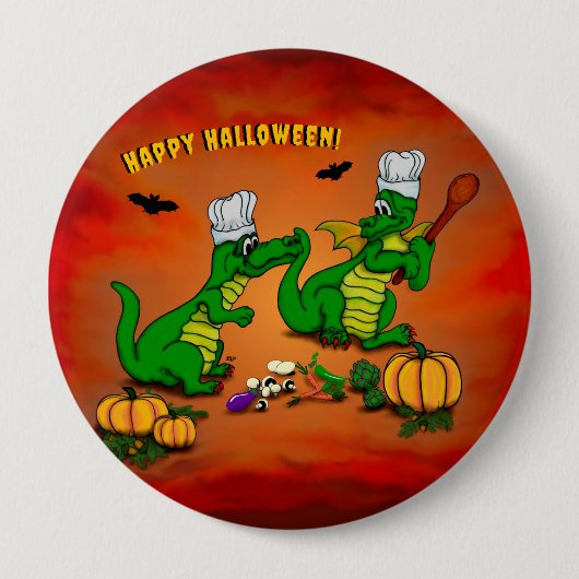 Drachen - Frohe Halloween! Heute werde ich kochen Button (Vorderseite)