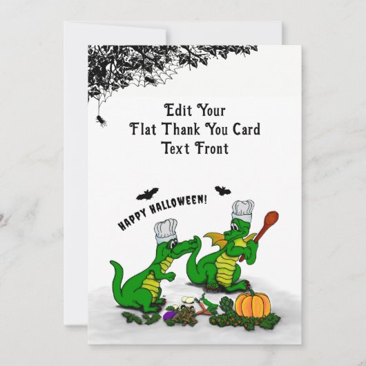 Drachen - Frohe Halloween! Heute werde ich kochen Dankeskarte (Vorderseite)