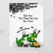 Drachen - Frohe Halloween! Heute werde ich kochen Dankeskarte (Vorne/Hinten)