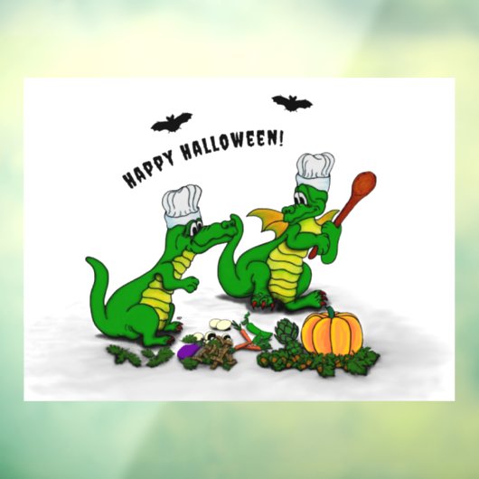 Drachen - Frohe Halloween! Heute werde ich kochen Fensteraufkleber (Blatt 3)
