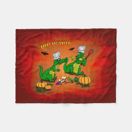 Drachen - Frohe Halloween! Heute werde ich kochen Fleecedecke (Vorderseite (Horizontal))