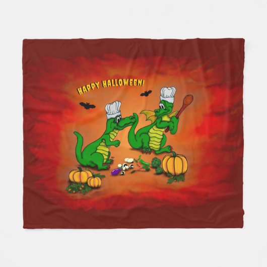Drachen - Frohe Halloween! Heute werde ich kochen Fleecedecke (Vorderseite (Horizontal))