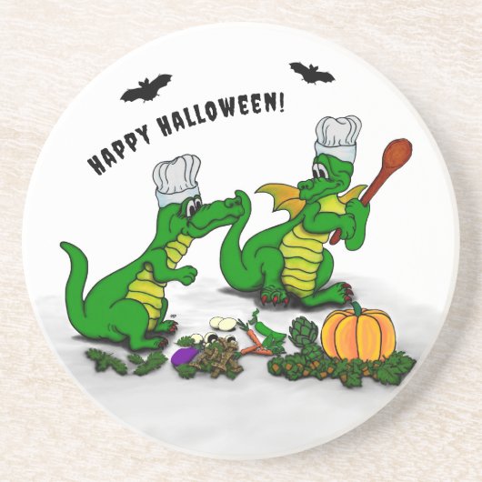 Drachen - Frohe Halloween! Heute werde ich kochen Getränkeuntersetzer (Vorne)