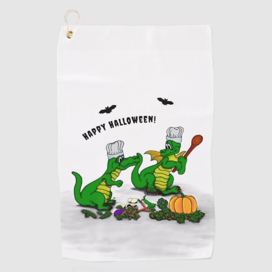 Drachen - Frohe Halloween! Heute werde ich kochen Golfhandtuch (Vorderseite)