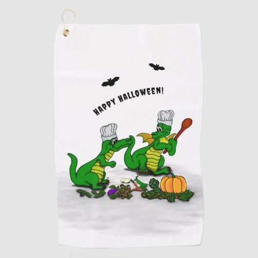 Drachen - Frohe Halloween! Heute werde ich kochen Golfhandtuch (Vorderseite)
