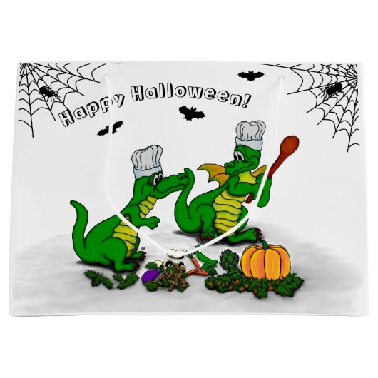Drachen - Frohe Halloween! Heute werde ich kochen Große Geschenktüte (Vorderseite)