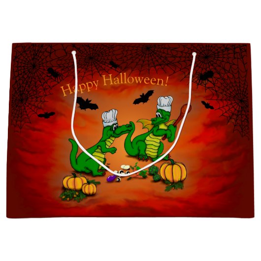 Drachen - Frohe Halloween! Heute werde ich kochen Große Geschenktüte (Vorderseite)