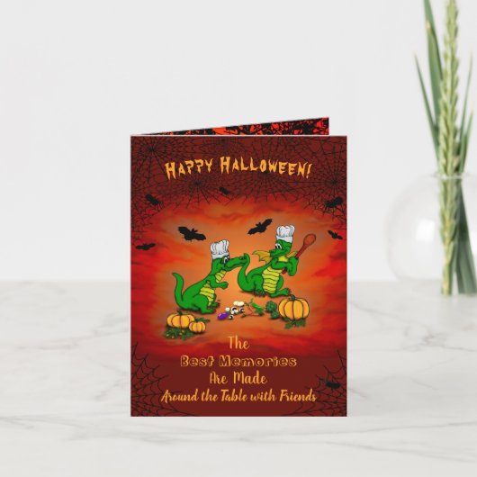 Drachen - Frohe Halloween! Heute werde ich kochen Karte (Vorderseite)