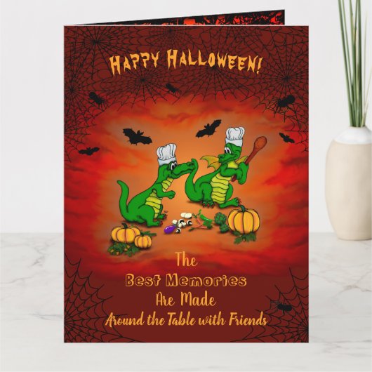 Drachen - Frohe Halloween! Heute werde ich kochen Karte (Vorderseite)