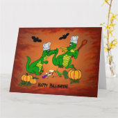 Drachen - Frohe Halloween! Heute werde ich kochen Karte (Gelbe Blume)