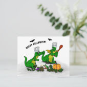 Drachen - Frohe Halloween! Heute werde ich kochen Postkarte (Stehend Vorderseite)