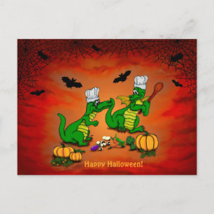Drachen - Frohe Halloween! Heute werde ich kochen Postkarte