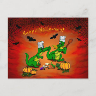 Drachen - Frohe Halloween! Heute werde ich kochen Postkarte