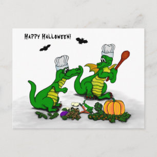 Drachen - Frohe Halloween! Heute werde ich kochen Postkarte