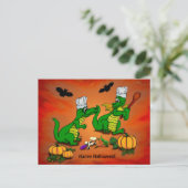 Drachen - Frohe Halloween! Heute werde ich kochen Postkarte (Stehend Vorderseite)