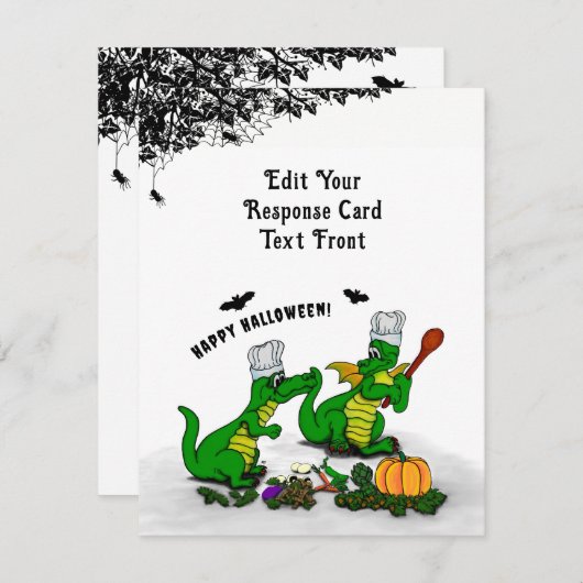 Drachen - Frohe Halloween! Heute werde ich kochen RSVP Karte (Vorne/Hinten)