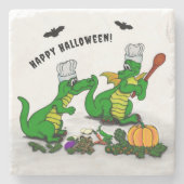 Drachen - Frohe Halloween! Heute werde ich kochen Steinuntersetzer (Vorderseite)