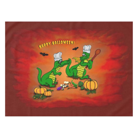 Drachen - Frohe Halloween! Heute werde ich kochen Tischdecke (Vorderseite (Horizontal))