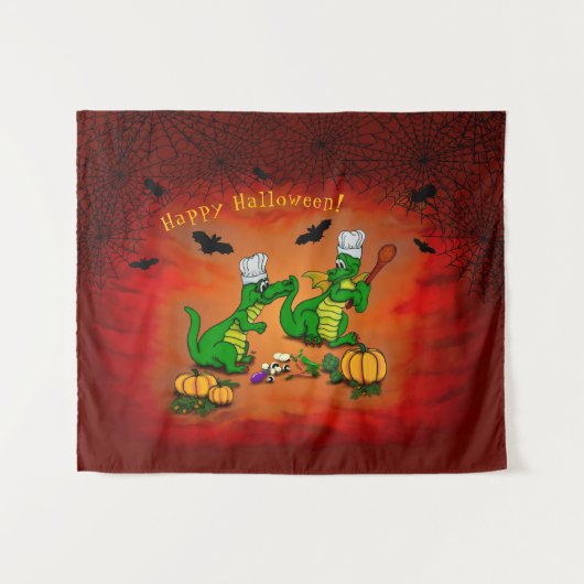 Drachen - Frohe Halloween! Heute werde ich kochen Wandteppich (Vorderseite (Horizontal))