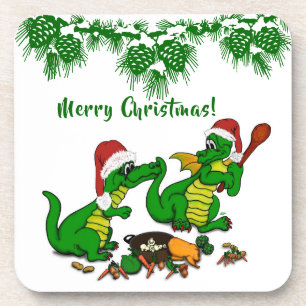 Drachen - Frohe Weihnachten ! - heute werde ich ko Getränkeuntersetzer