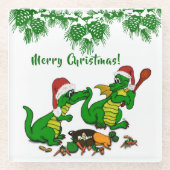 Drachen - Frohe Weihnachten ! - heute werde ich ko Glasuntersetzer (Vorderseite)