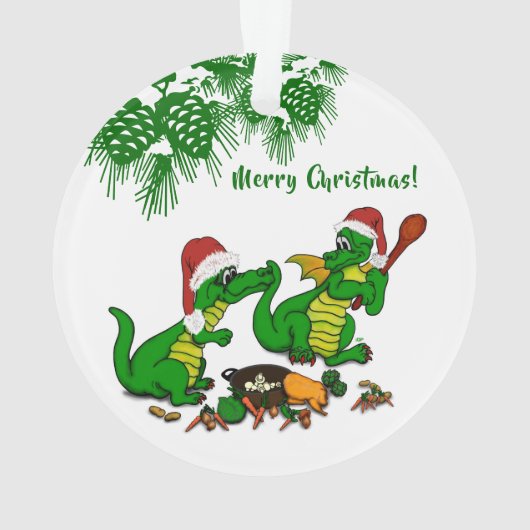 Drachen - Frohe Weihnachten ! - heute werde ich ko Ornament (Rückseite)