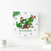 Drachen - Frohe Weihnachten ! - heute werde ich ko Quadratische Wanduhr (Zuhause)