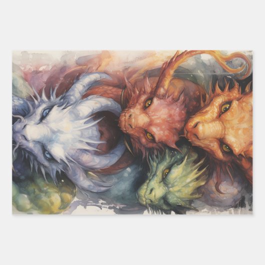 Drachen Geschenkpapier Set (Vorderseite 3)