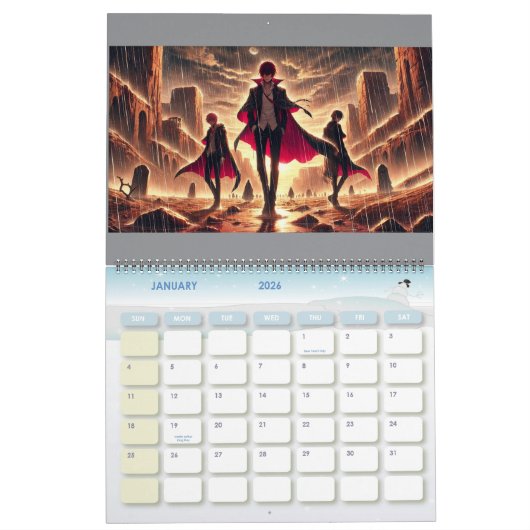 Drachen, Griffins, Vampire und trostlose Gegenden. Kalender (Jan 2026)