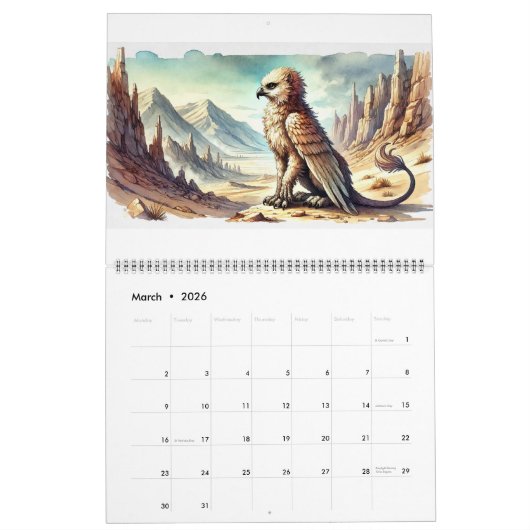 Drachen, Griffons, Vampire und Wölfe Kalender (Mär 2026)