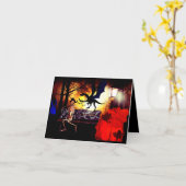 Drachen-Hexen-Pfeffer und Ghoulus Halloween Karte (Gelbe Blume)