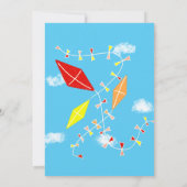 Drachen im blauen Himmel Zeichnend Kindergeburtsta Einladung (Rückseite)