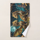 Drachen im Mondlicht Badhandtuch Set (Handtuch)
