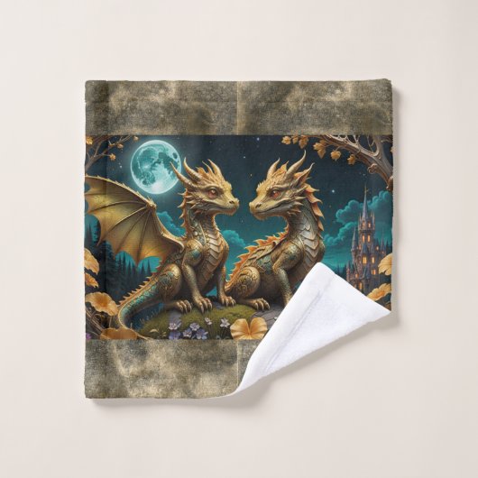 Drachen im Mondlicht Waschlappen (Waschlappen)