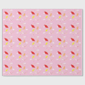 Drachen im Sky Pink Pattern Girl Geschenkpapier (Flach)