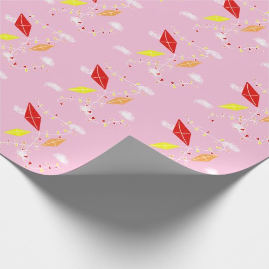 Drachen im Sky Pink Pattern Girl Geschenkpapier (Ecke)